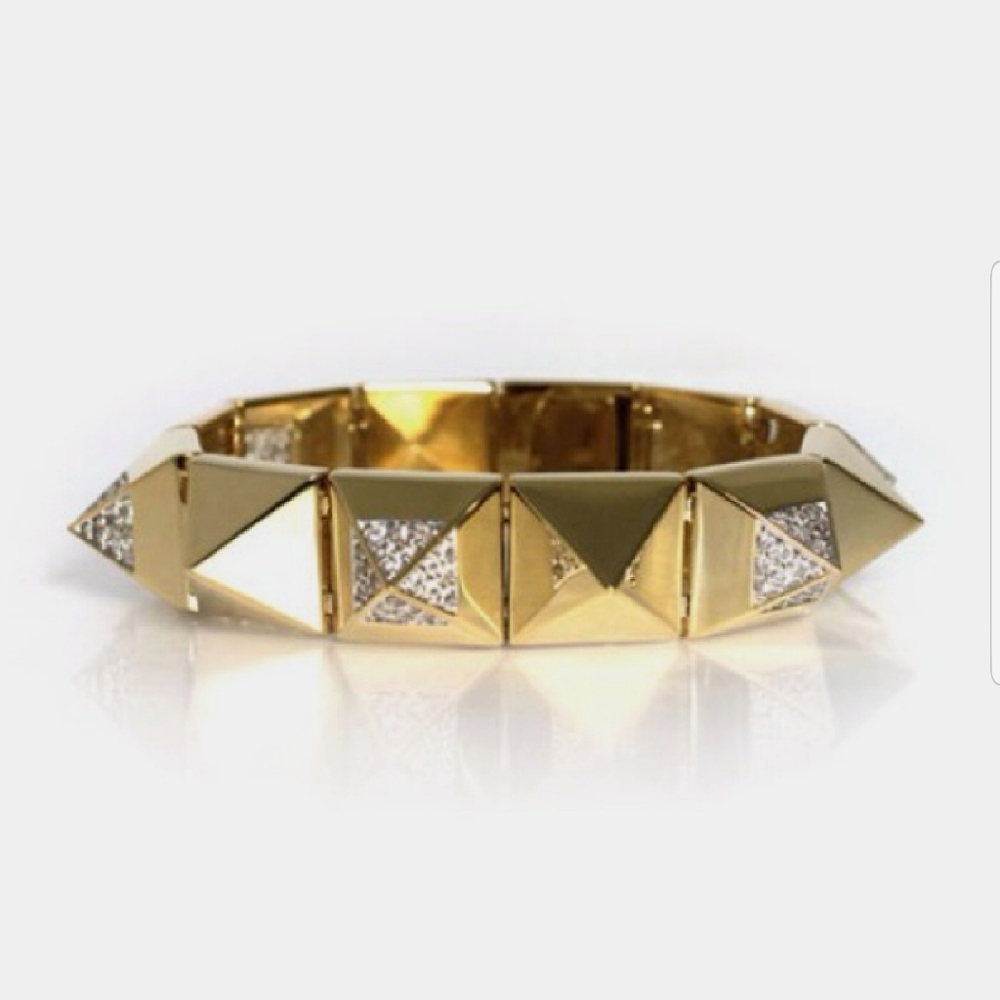 ⚜ nOir Jewelry Pave Pyramid Bracelet in Gold ⚜